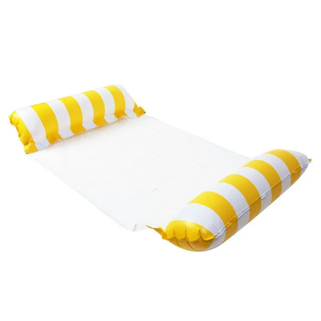 Inflatable Stripe Pool Hammock Lounge Chair | Floating Water Mattress