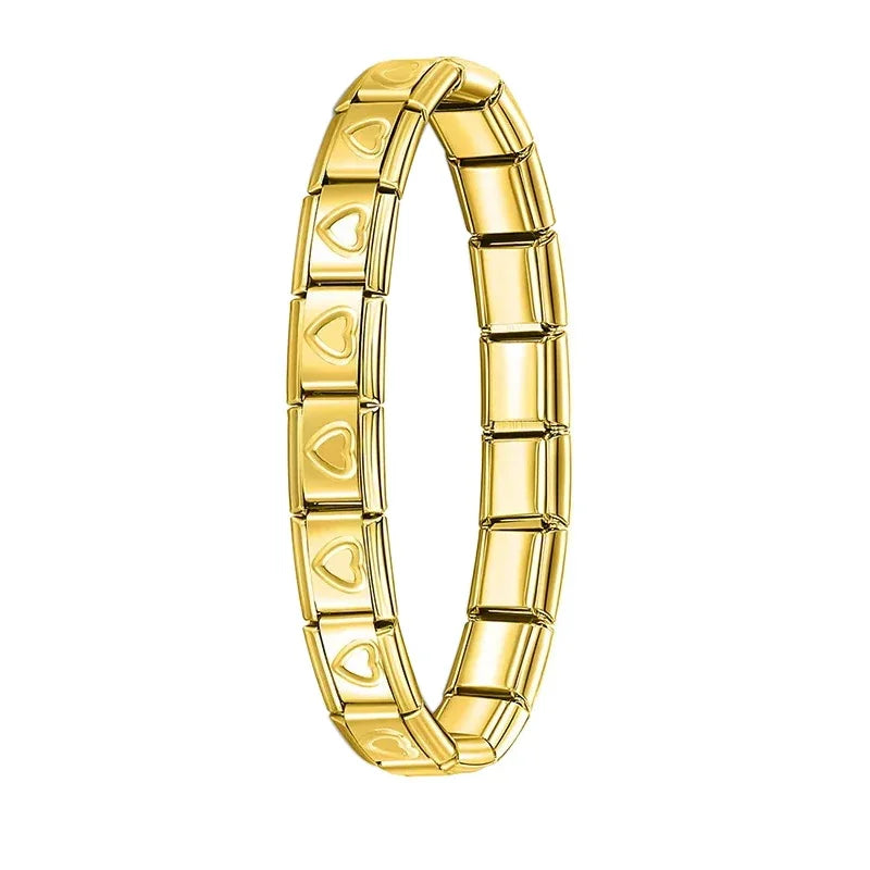 Italian Elastic Stainless Steel Charm Bracelet 9mm