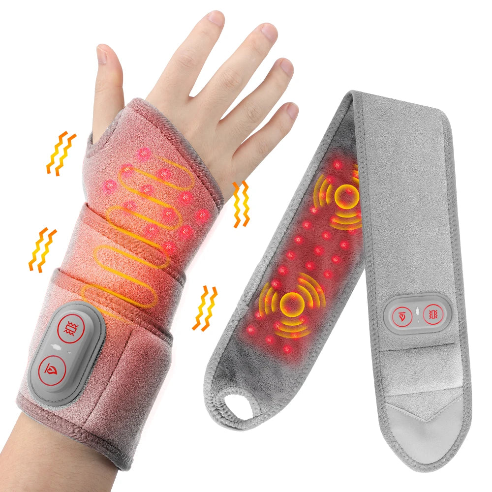 Red Light Therapy Wrist Massager Electric Infrared Heating Pad Vibration Wrap