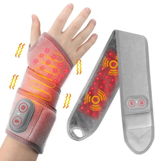 Red Light Therapy Wrist Massager Electric Infrared Heating Pad Vibration Wrap