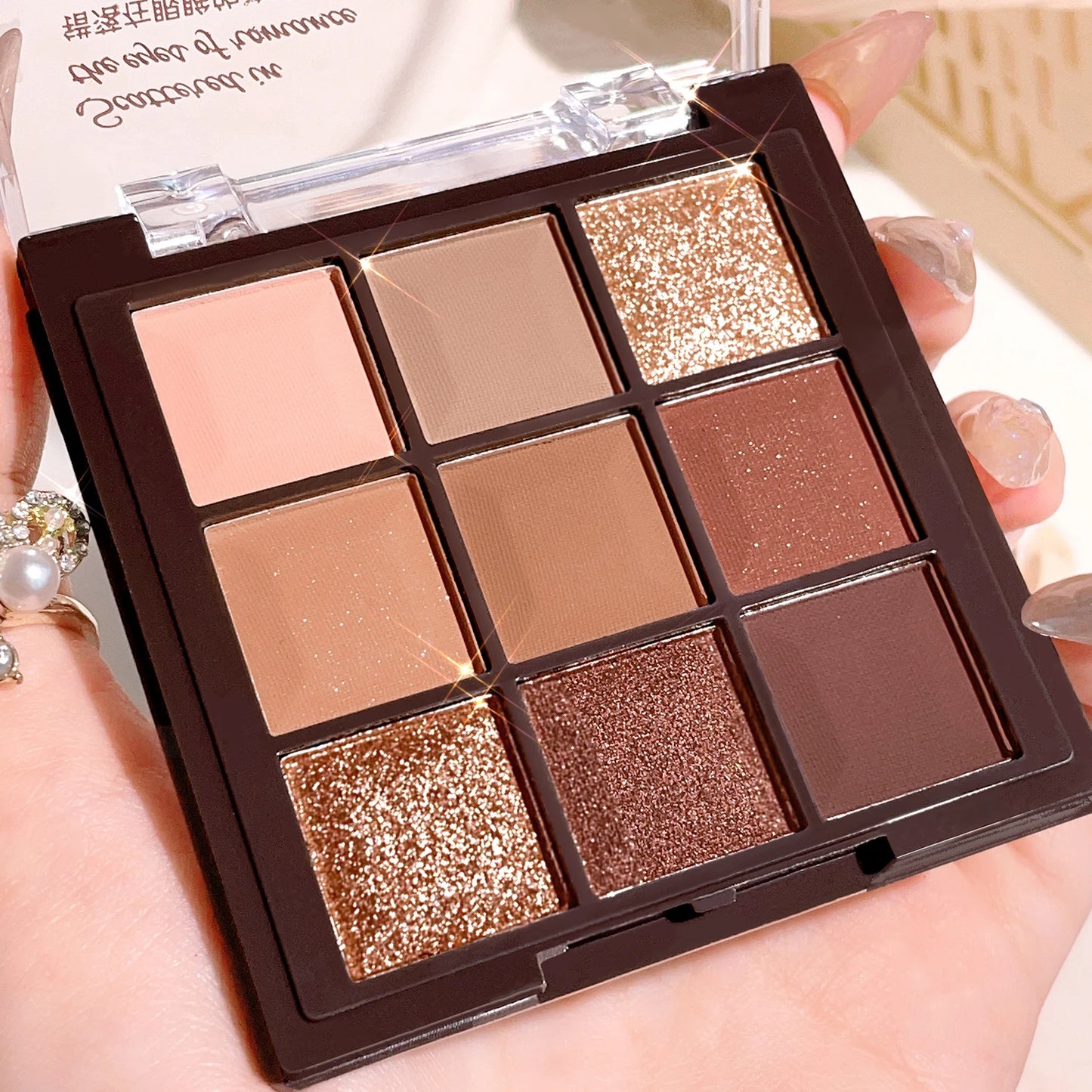 9 Color Mocha Chocolate Eyeshadow Palette Matte Shimmer Neutral Nude Makeup