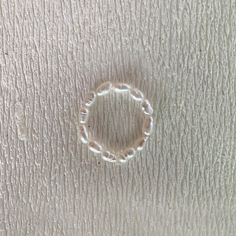 Elegant Handmade Freshwater Pearl Rings Women With Stainless Steel Bead Elastic Thread Wedding Statement Ring Gift