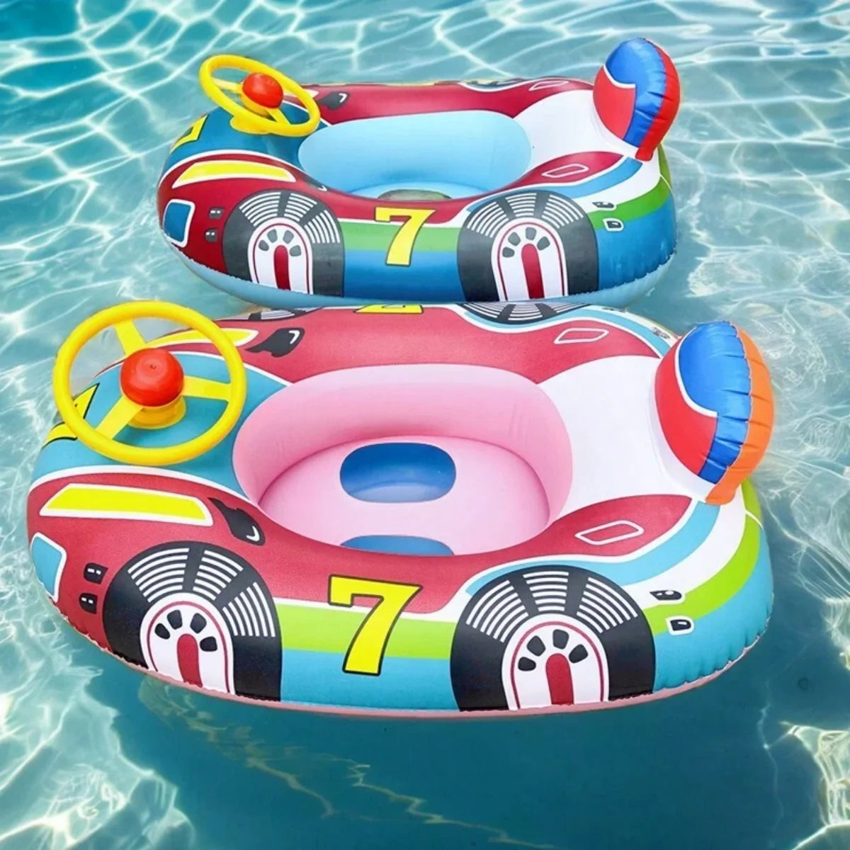Car Inflatable Baby Pool Float Ring | Toddler Swim Tube Boat with Handles