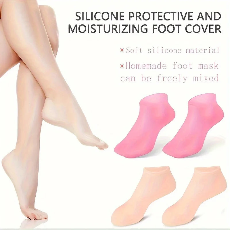 1 Pair Silicone Gel Moisturizing Socks Dry Cracked Feet Repair Heel Care Tool