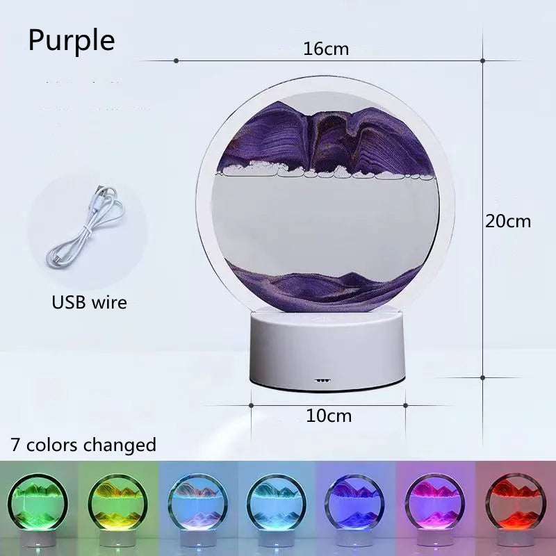 3D Quicksand Table Lamp – Hourglass Sand Art Mood Light