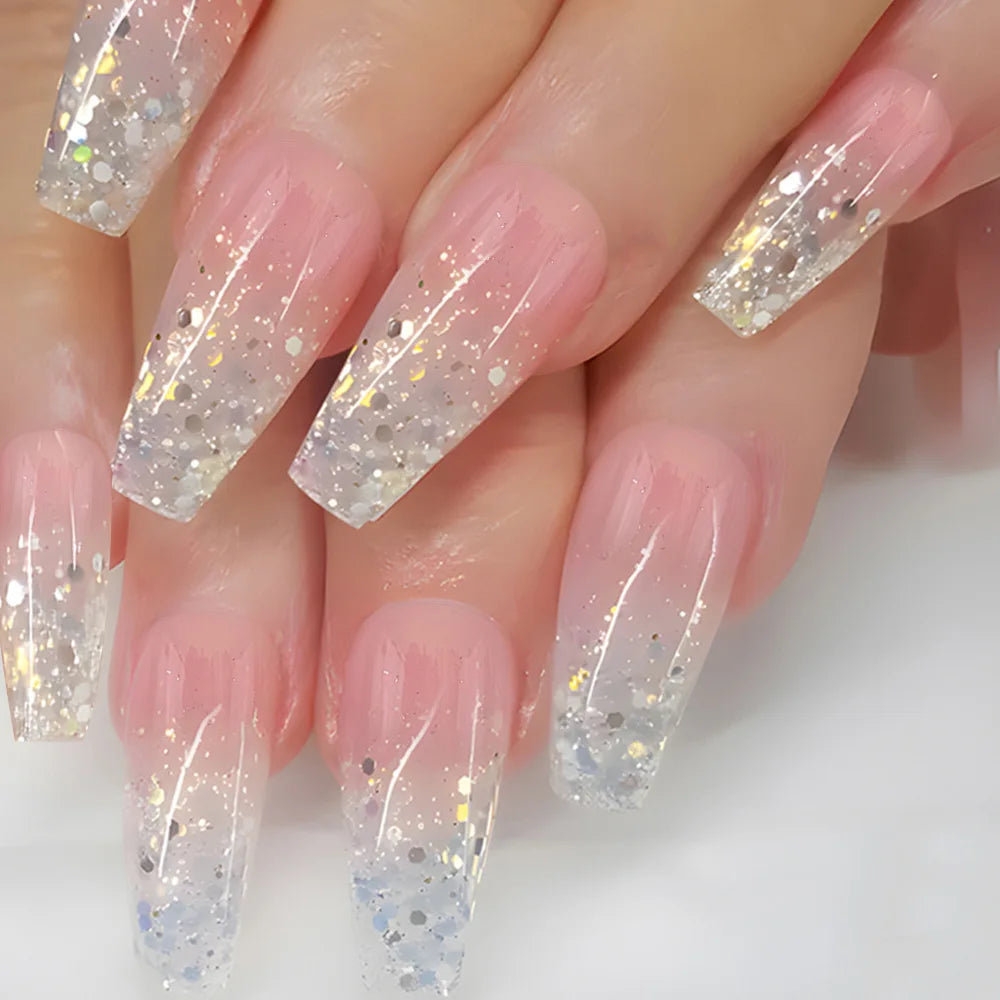 24pcs Simple French Press on Nails Tips Love Stripe Design Short Square False Nails Woman Acrylic Full Cover Nail Art Fake Nail
