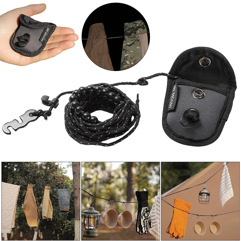 3M Stretchable Camping Clothesline | Portable Travel Drying Rope with 12 Clips