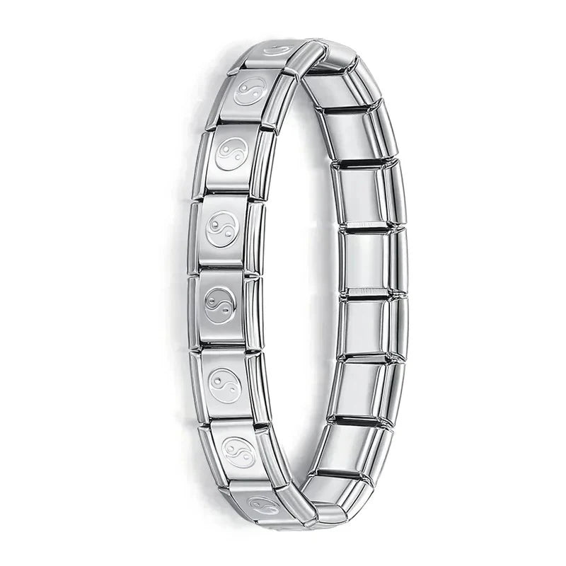 Italian Elastic Stainless Steel Charm Bracelet 9mm