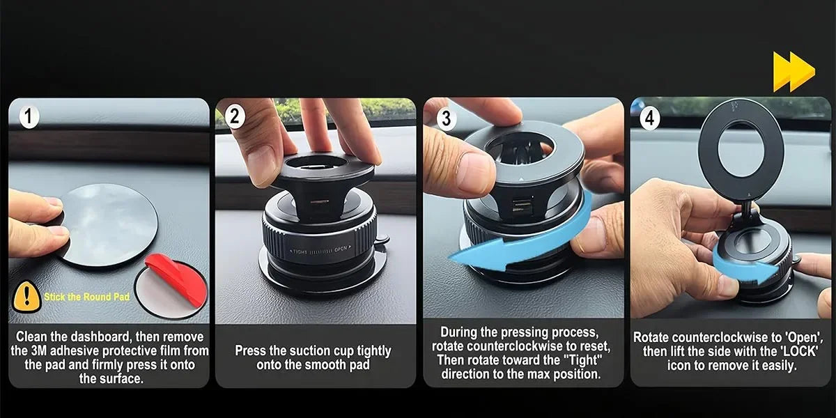 MagSafe Magnetic Suction Cup Car Phone Holder – 360° Adjustable Foldable Mini Phone Mount for iPhone