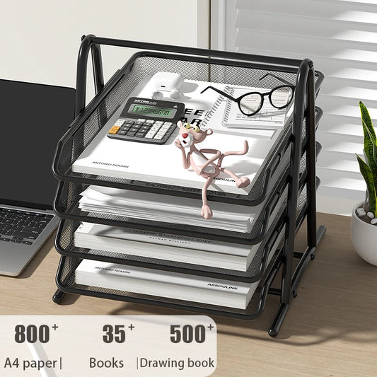 Mesh Paper Organizer Office Desk File Storage Trays Desktop Accessories Holder
