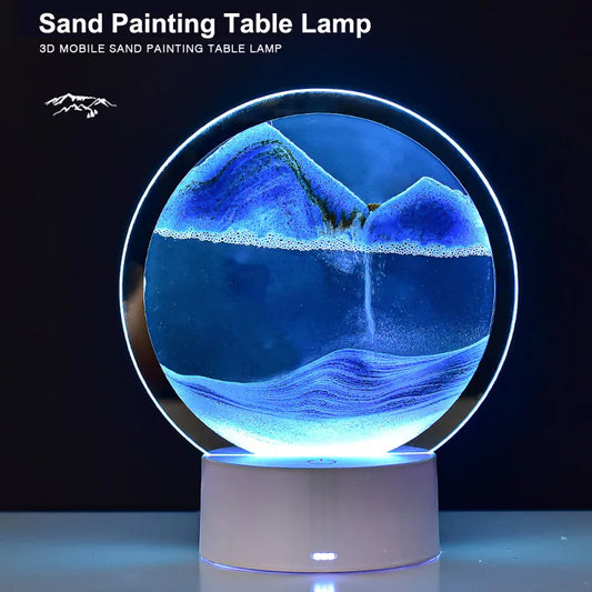 3D Quicksand Table Lamp – Hourglass Sand Art Mood Light