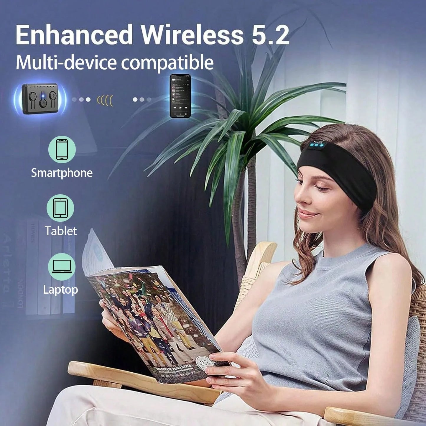 Bluetooth 5.4 Sleep Headphones & Eye Mask | 2-in-1 Wireless HD Stereo Sleeping Band