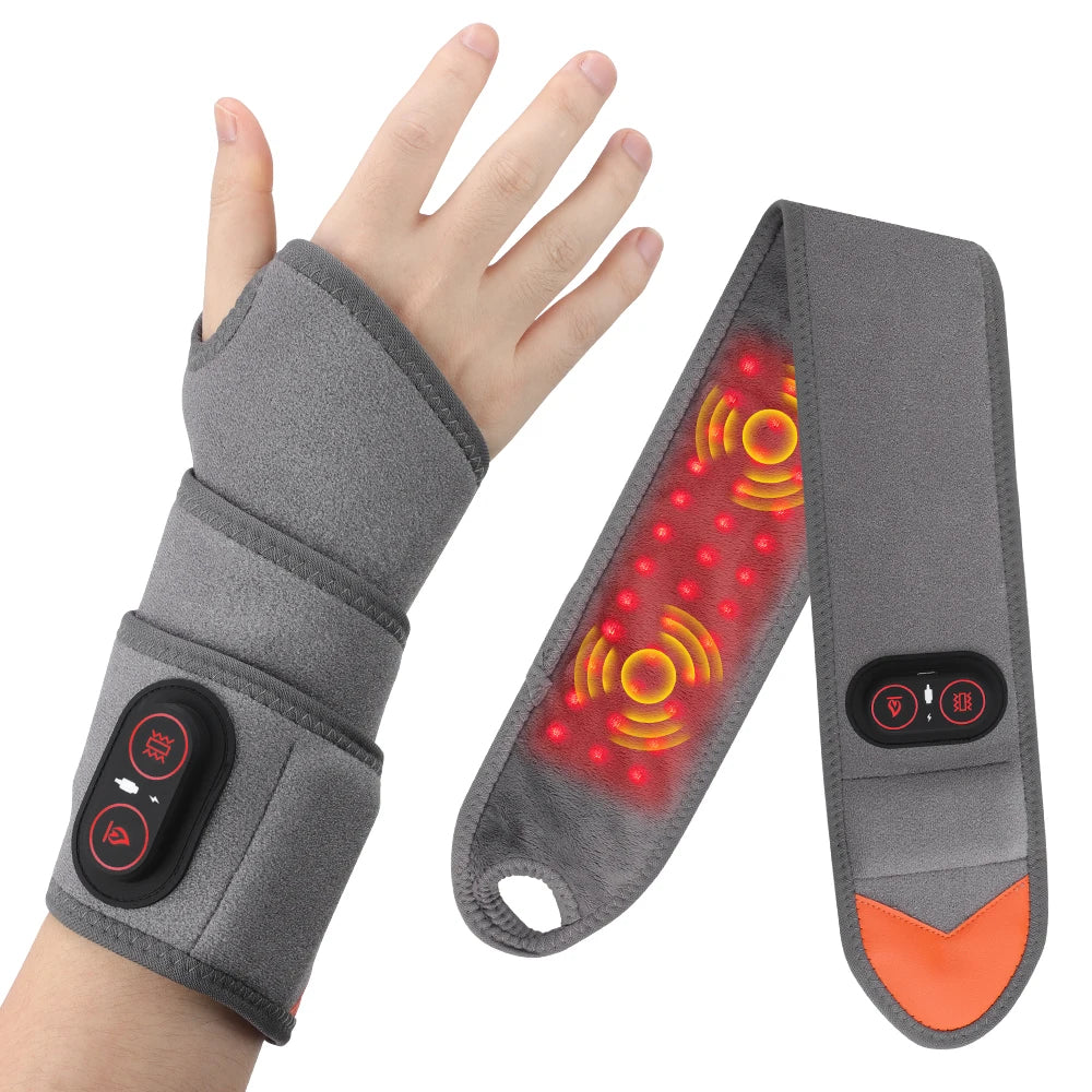 Red Light Therapy Wrist Massager Electric Infrared Heating Pad Vibration Wrap
