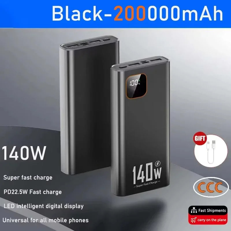 140W Super Fast Charging Power Bank – High Capacity Portable Battery for iPhone, Samsung & More