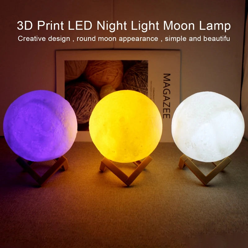 3D LED Galaxy Moon Book Light | Enchanting Night Light & Bedroom Decoration