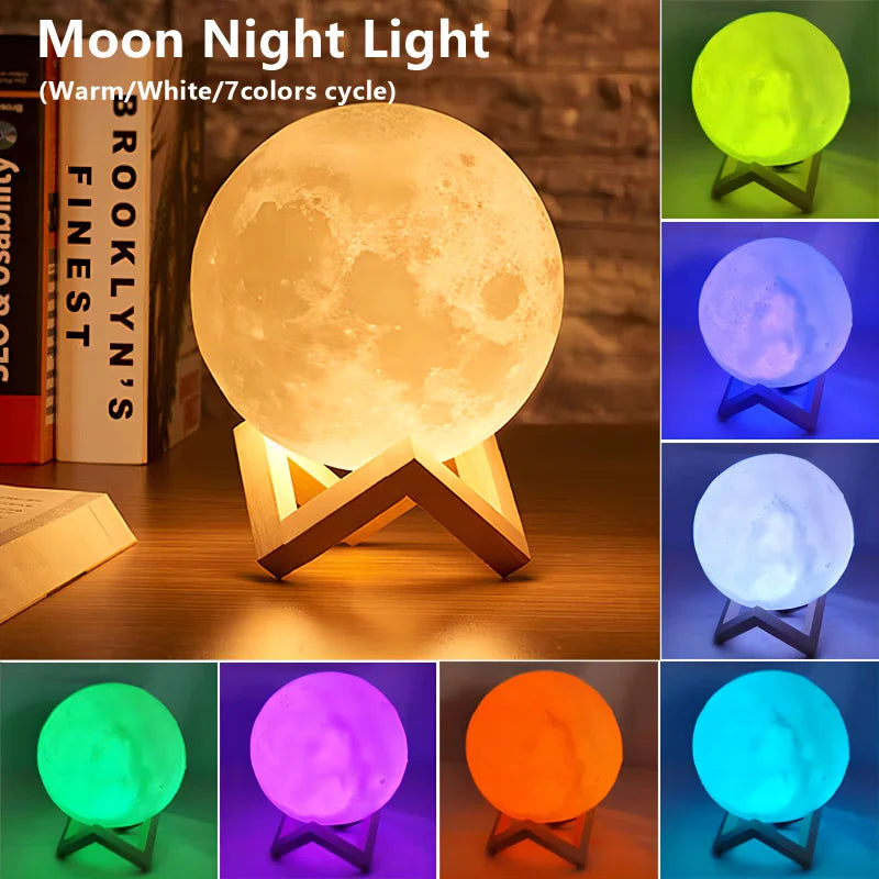 3D LED Galaxy Moon Book Light | Enchanting Night Light & Bedroom Decoration