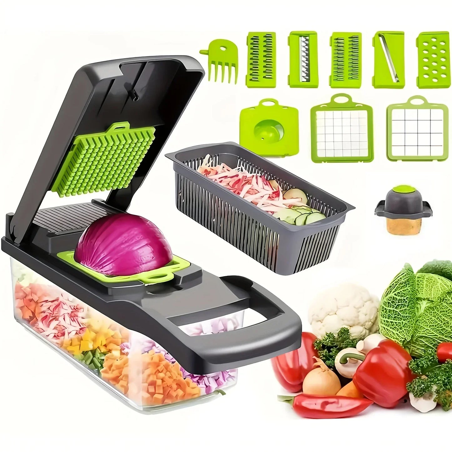 15pcs/set, Upgraded Vegetable Chopper, Multifunctional Fruit Slicer, Household Potato Shredder, Kitchen Stuff, Kitchen Gadgets