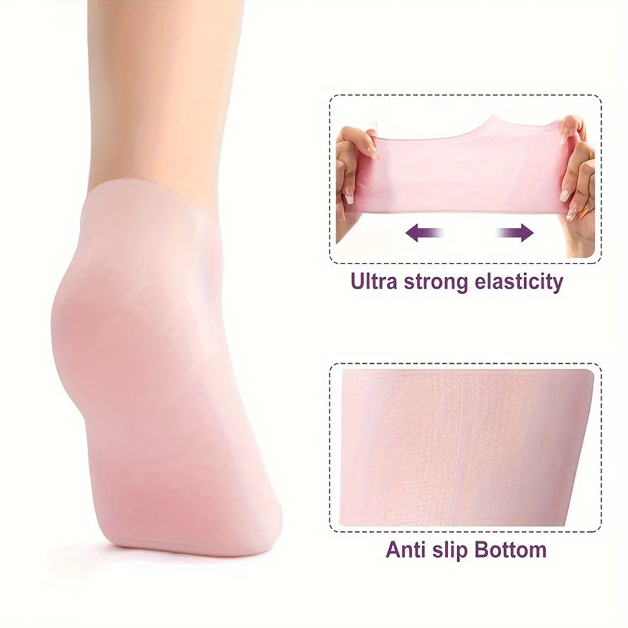 1 Pair Silicone Gel Moisturizing Socks Dry Cracked Feet Repair Heel Care Tool