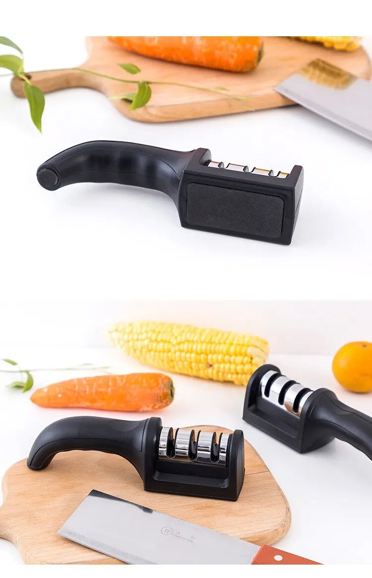 3 Stage Kitchen Knife Sharpener Handheld Manual Sharpening Stone Repair Tool