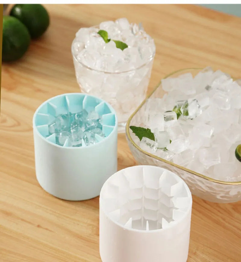 Silicone Round Ice Cube Mold Bucket Refrigerator Freeze Storage Maker Cups