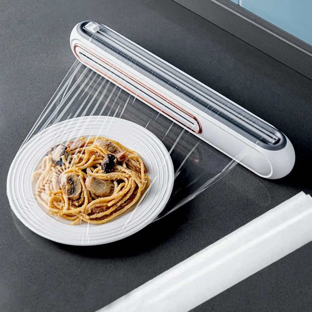 Magnetic Plastic Wrap Dispenser with Cutter – Foil & Film Organizer