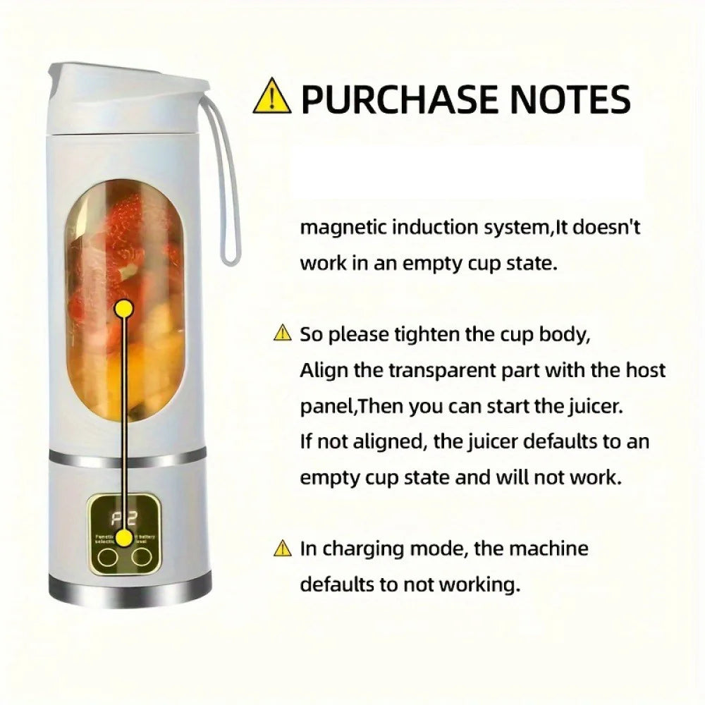 Portable USB Rechargeable Mini Blender – 12 Blade Juicer with Digital Display (Travel & On-the-Go)