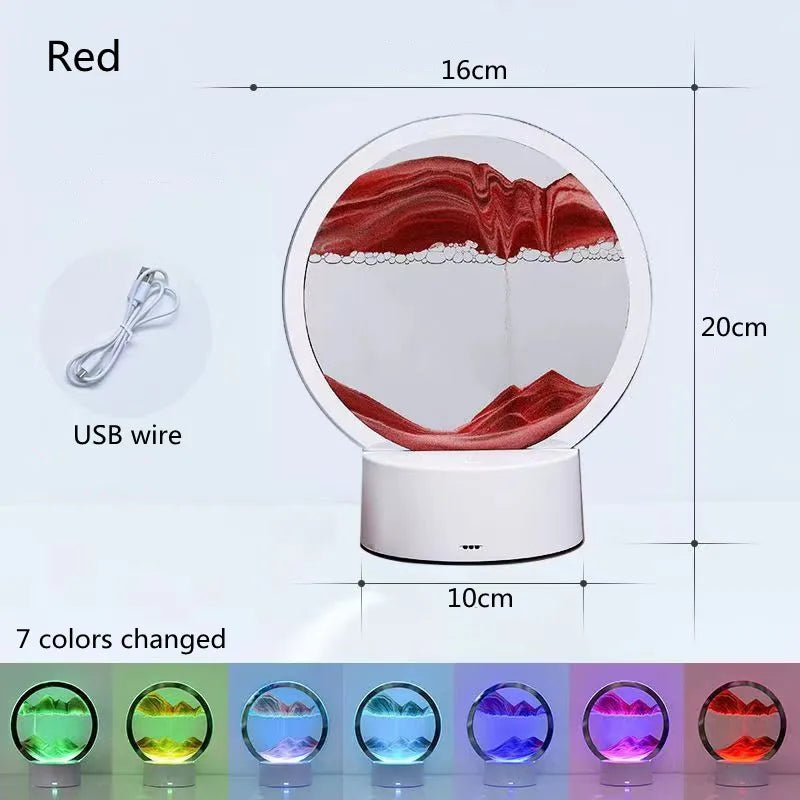 3D Quicksand Table Lamp – Hourglass Sand Art Mood Light