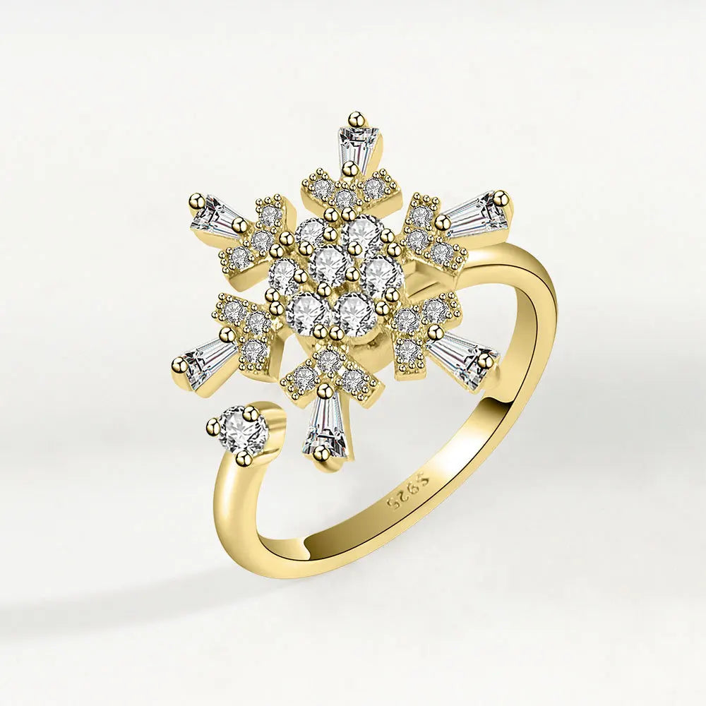 925 Sterling Silver Rotatable Sunflower Ring