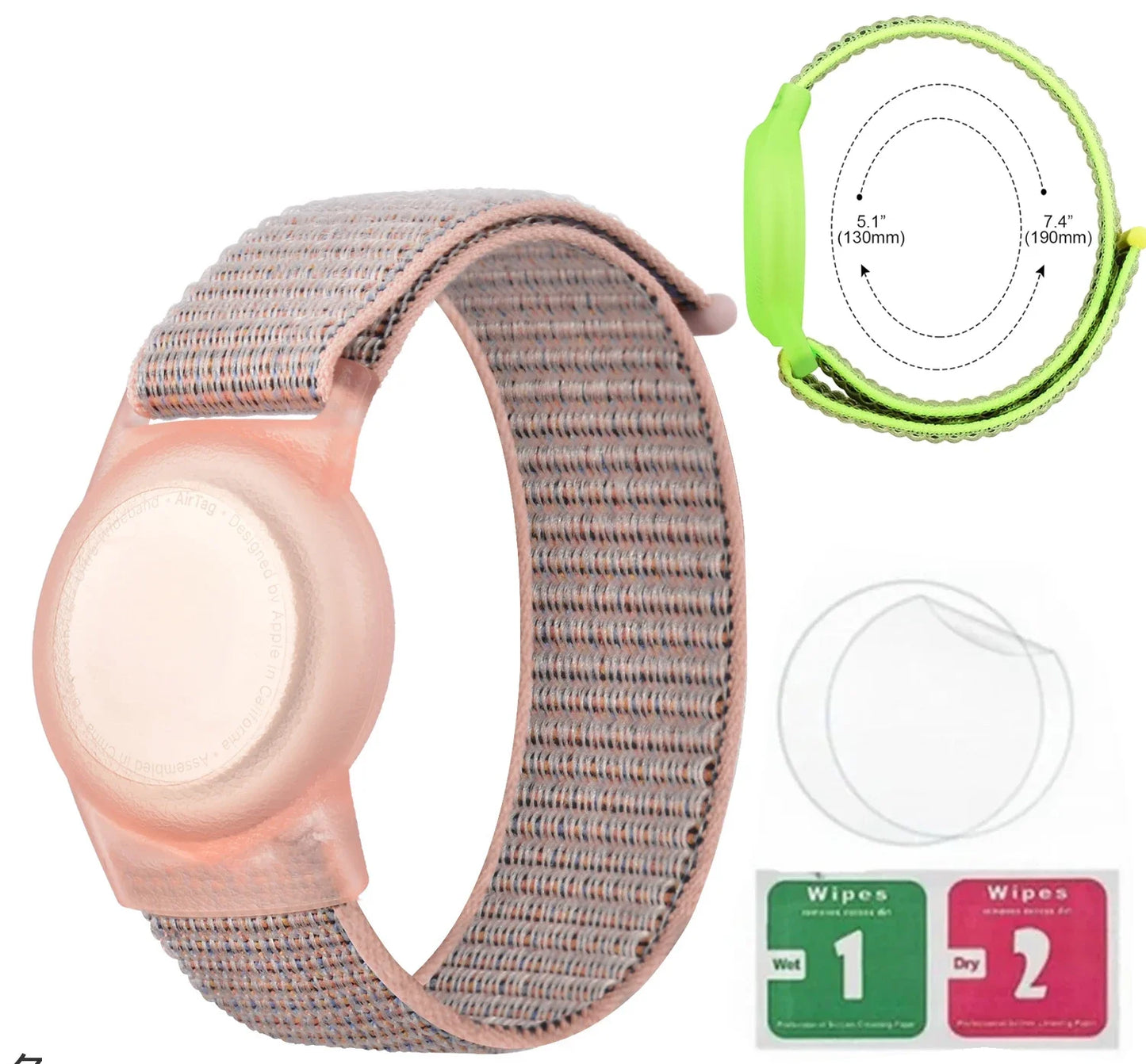 Waterproof AirTag Bracelet for Kids Nylon Hidden Tracker Wristband Toddler Band