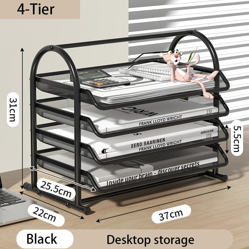 Mesh Paper Organizer Office Desk File Storage Trays Desktop Accessories Holder