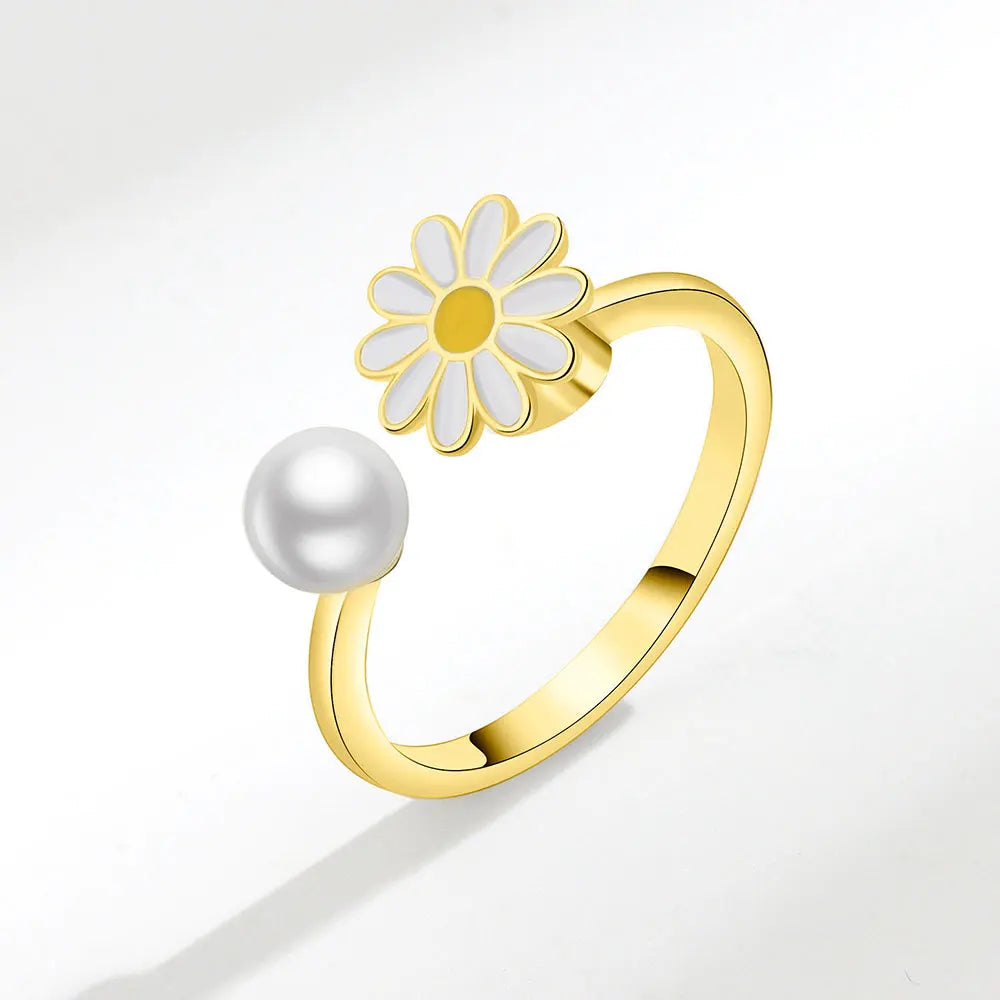 925 Sterling Silver Rotatable Sunflower Ring
