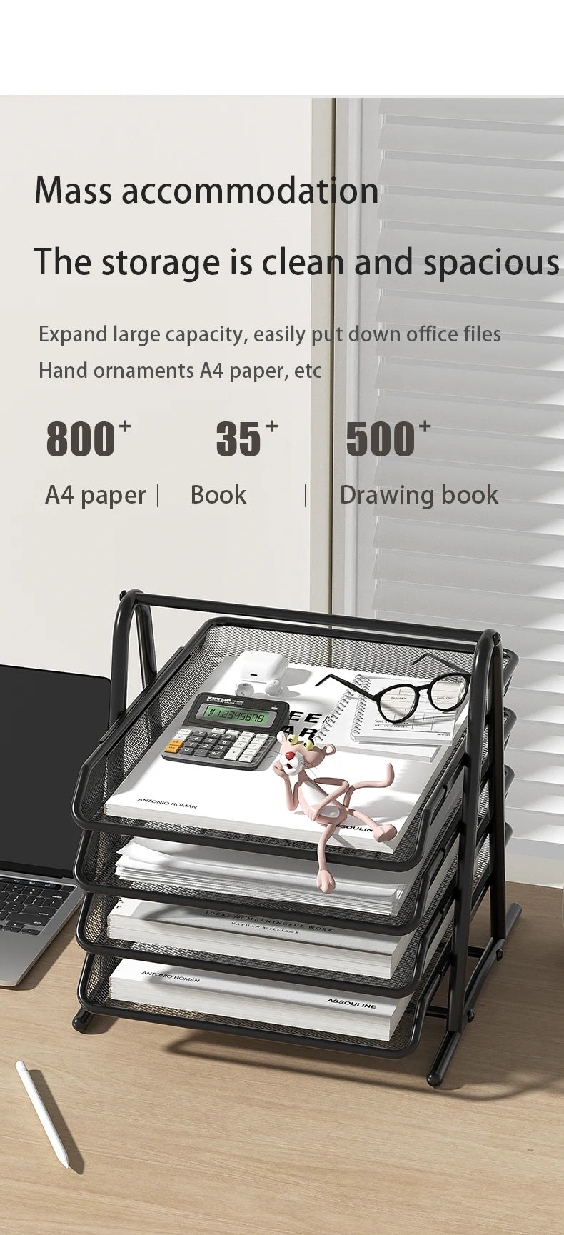 Mesh Paper Organizer Office Desk File Storage Trays Desktop Accessories Holder