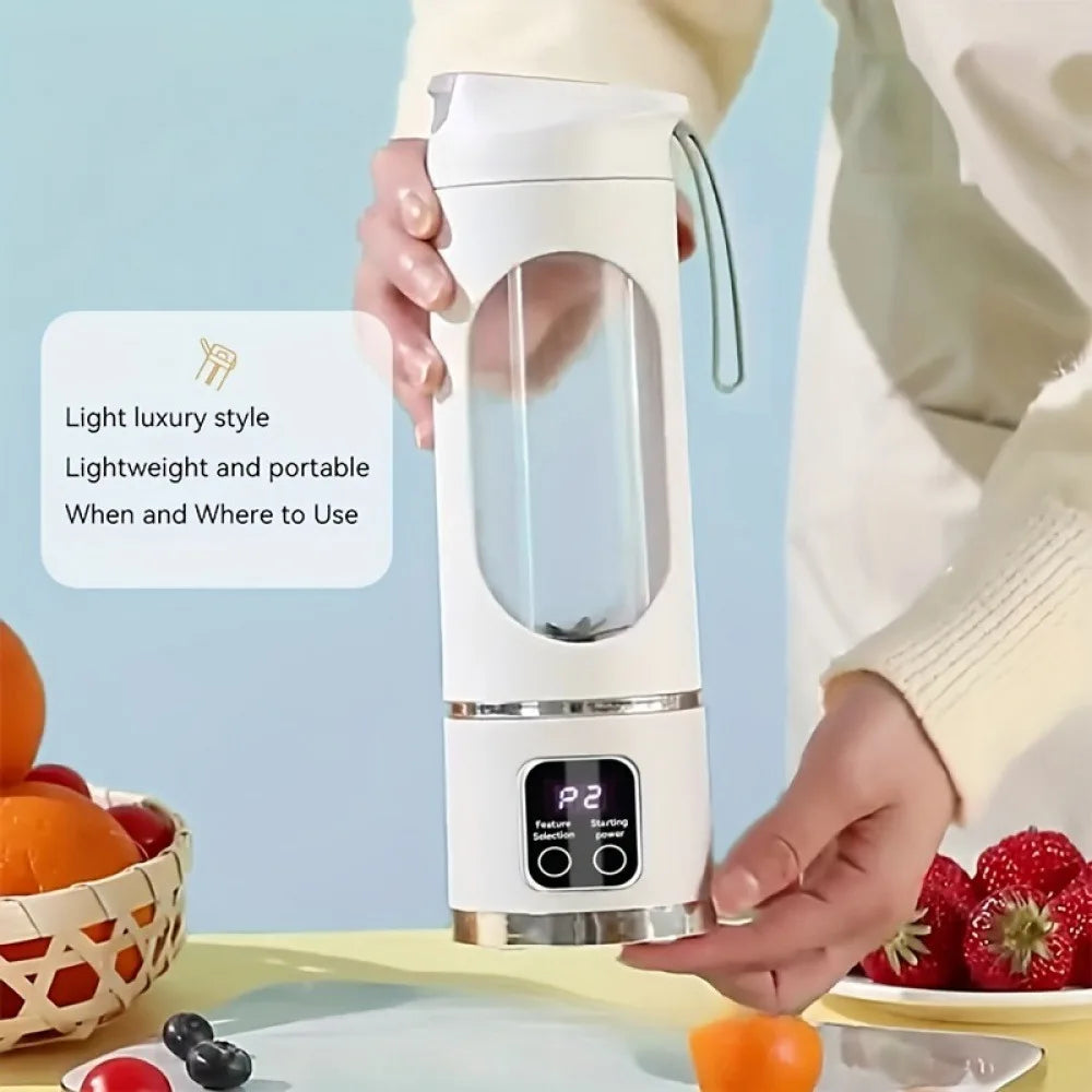Portable USB Rechargeable Mini Blender – 12 Blade Juicer with Digital Display (Travel & On-the-Go)