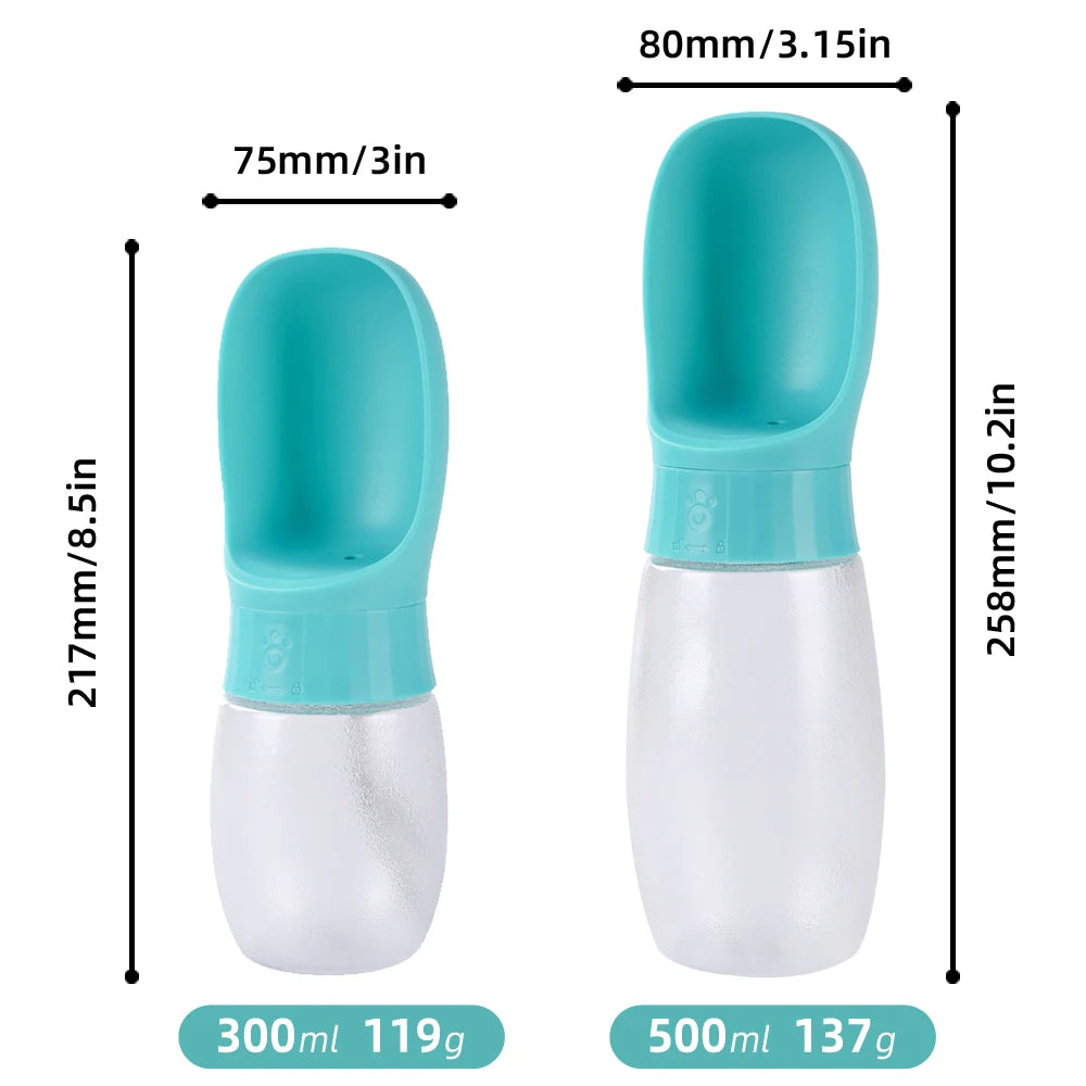 Portable Dog Water Bottle with Bowl – 300ml/500ml Pet Travel Water Dispenser for Dogs & Cats 🐶🐱