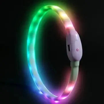 USB Rechargeable Glowing Collar for Large and Small Dogs LED Glowing Dog Collar 9 Flashing Modes Adjustable Soft Silicone Collar