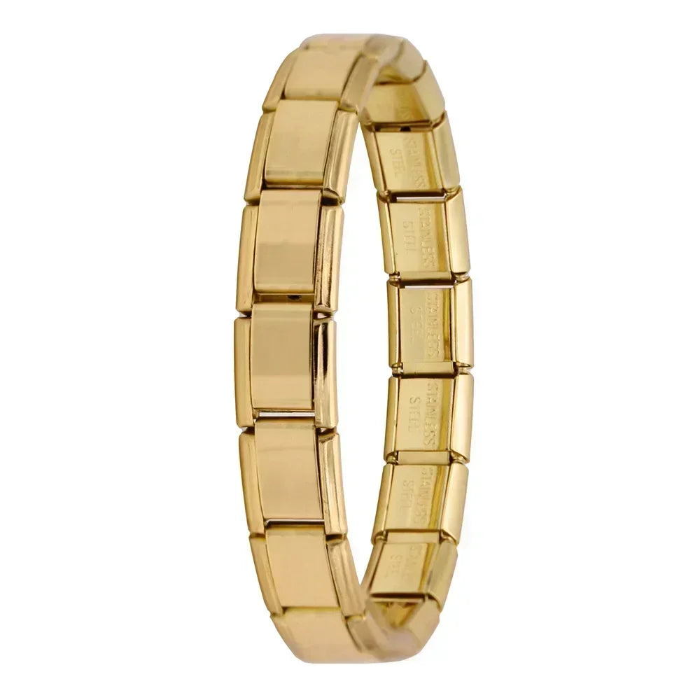 Italian Elastic Stainless Steel Charm Bracelet 9mm