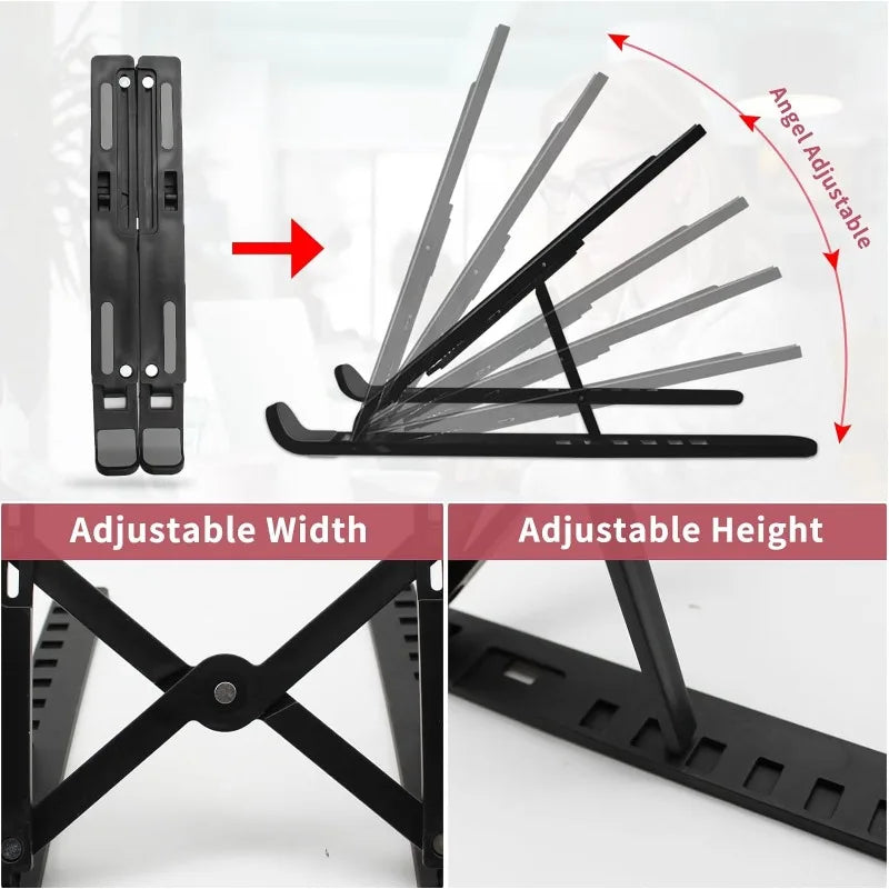 Adjustable Laptop Stand Foldable Portable – Ergonomic Notebook & Tablet Holder for MacBook, iPad & Laptops