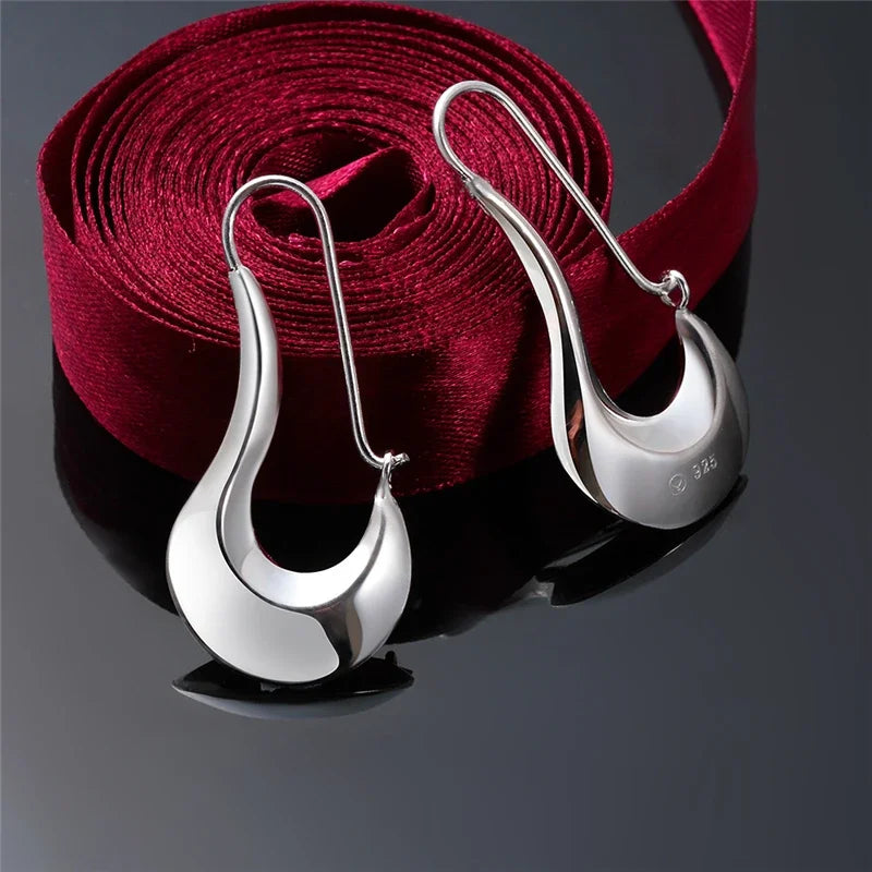 925 Sterling Silver Drop Hoop Earrings for Women