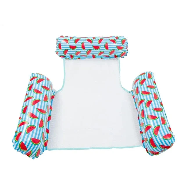 Inflatable Stripe Pool Hammock Lounge Chair | Floating Water Mattress