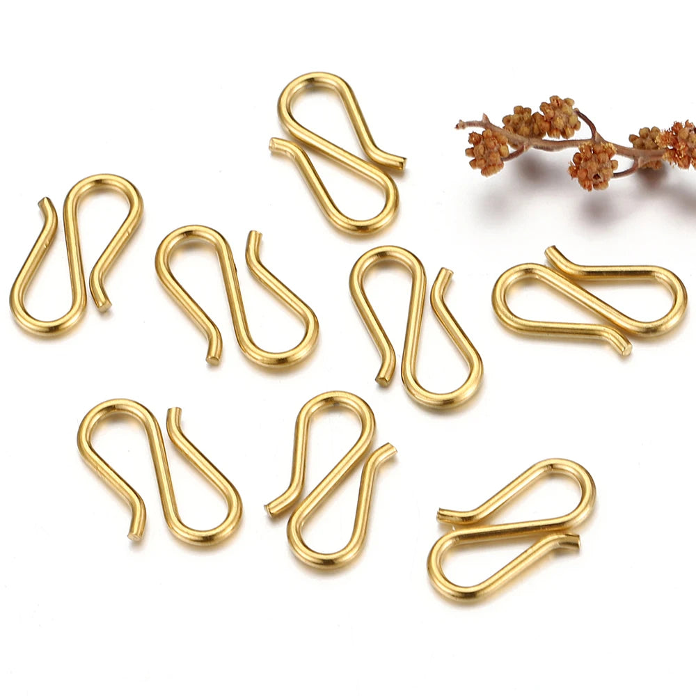 20Pcs Stainless Steel Gold S Hook Clasps DIY Necklace Bracelet Connectors