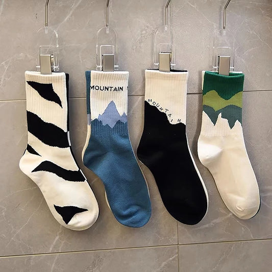 Striped Mid Tube Skateboard Socks Cotton Breathable Hip Hop Athletic Crew Socks