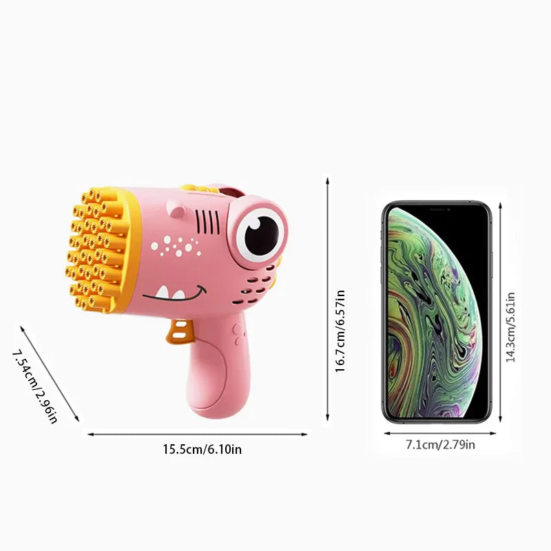 40-Hole Dinosaur Electric Bubble Gun - Handheld Machine for Kids & Parties
