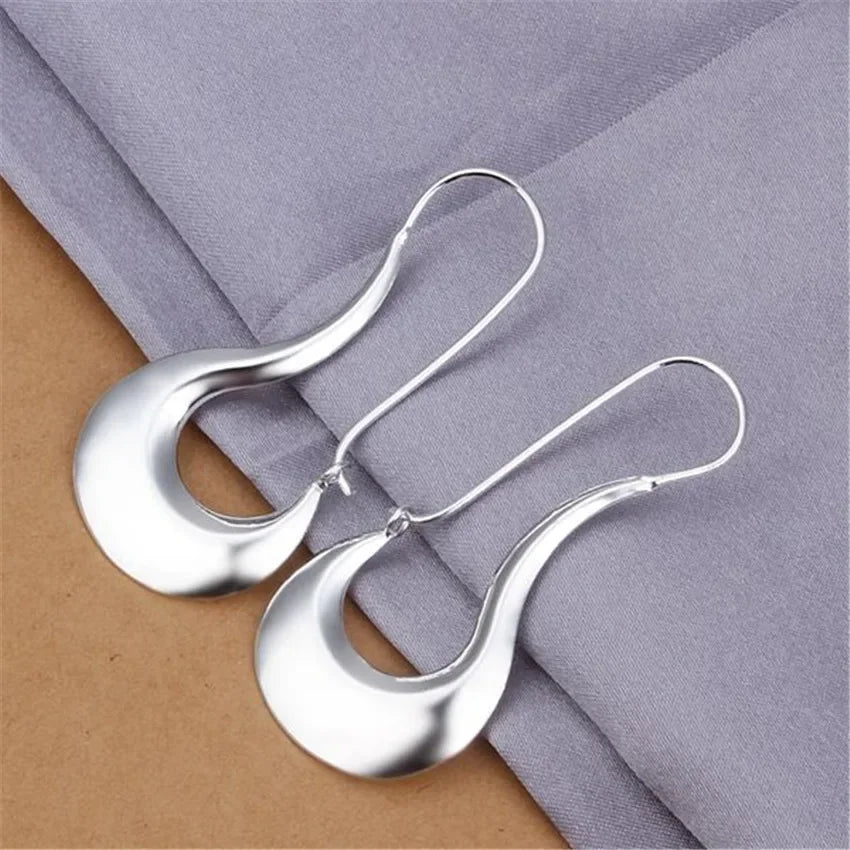 925 Sterling Silver Drop Hoop Earrings for Women