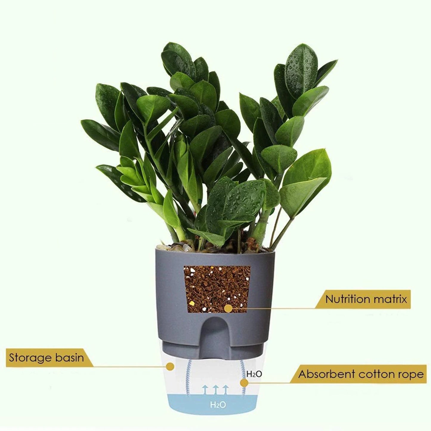 8.2/10.5/15.3/23.5cm Hydroponic Pot Self Watering Flower Pot Liquid Farming Soilless Cultivation Planter Cotton Rope Watering