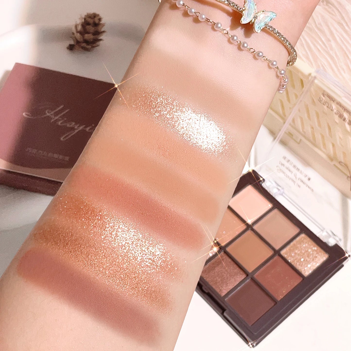 9 Color Mocha Chocolate Eyeshadow Palette Matte Shimmer Neutral Nude Makeup