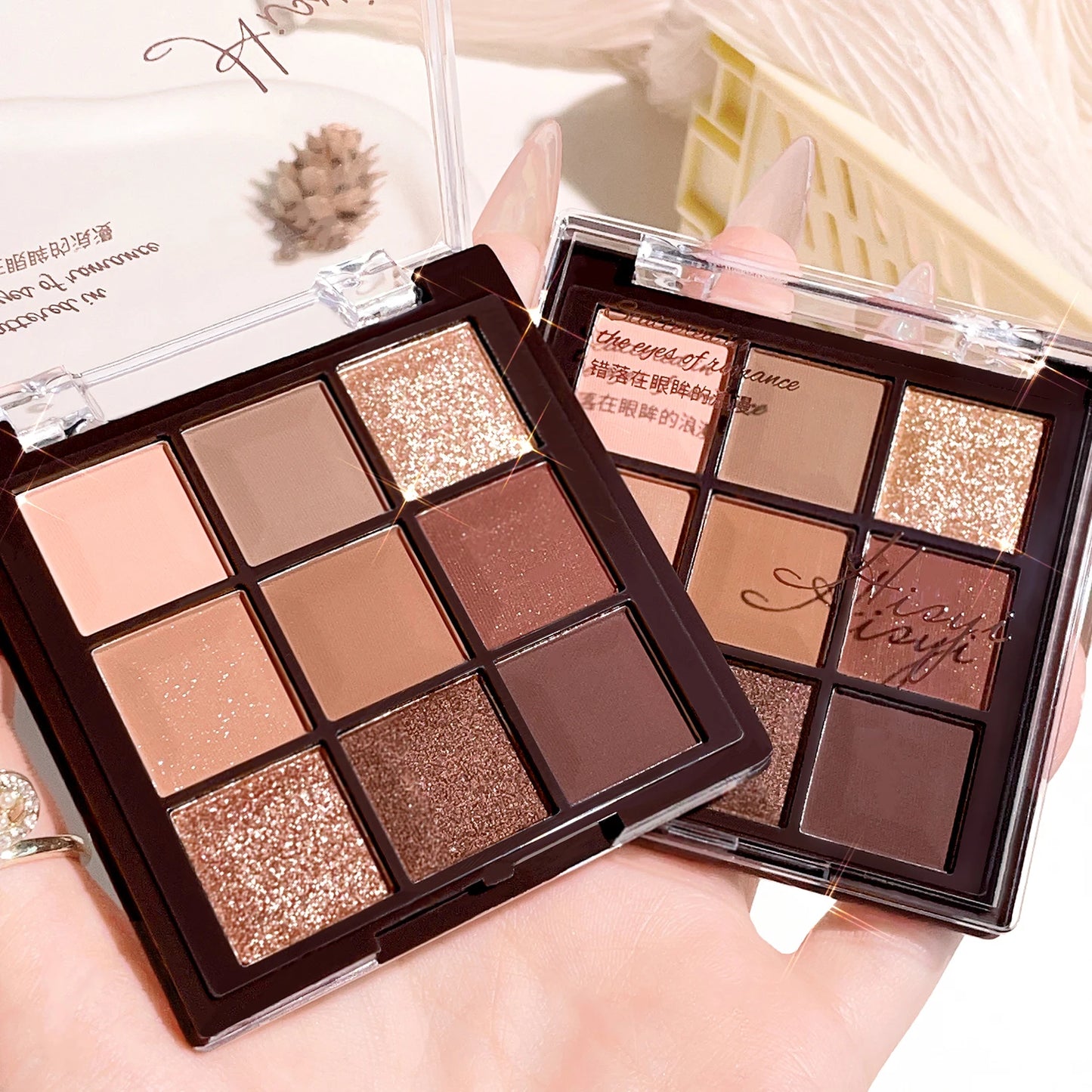 9 Color Mocha Chocolate Eyeshadow Palette Matte Shimmer Neutral Nude Makeup