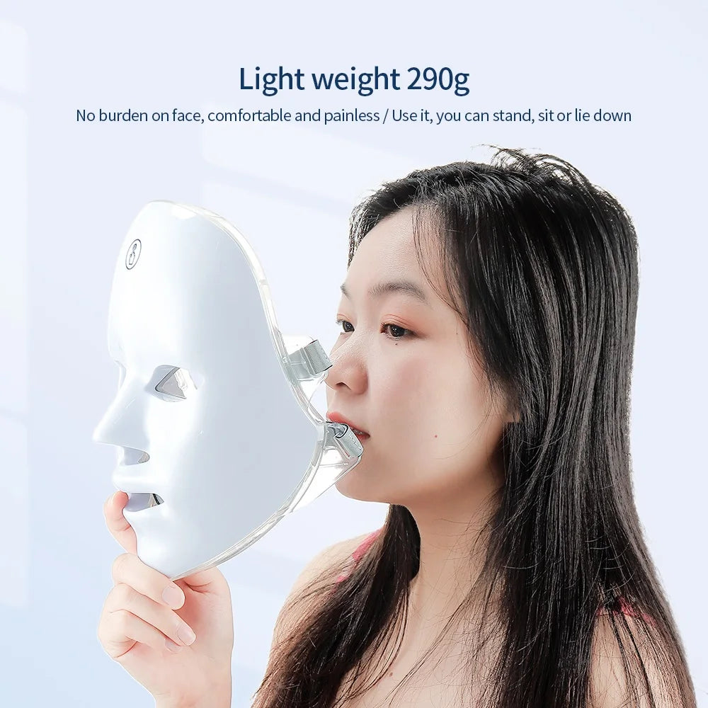Wireless 7 Colors LED Face and Neck Mask Photon Light Therapy Machine for Skin Rejuvenation