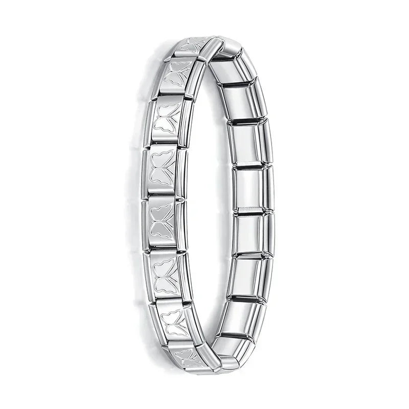 Italian Elastic Stainless Steel Charm Bracelet 9mm