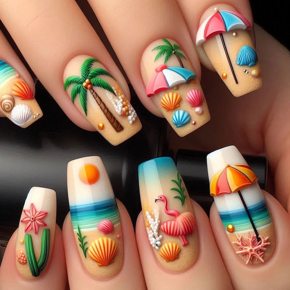 24pcs Simple French Press on Nails Tips Love Stripe Design Short Square False Nails Woman Acrylic Full Cover Nail Art Fake Nail