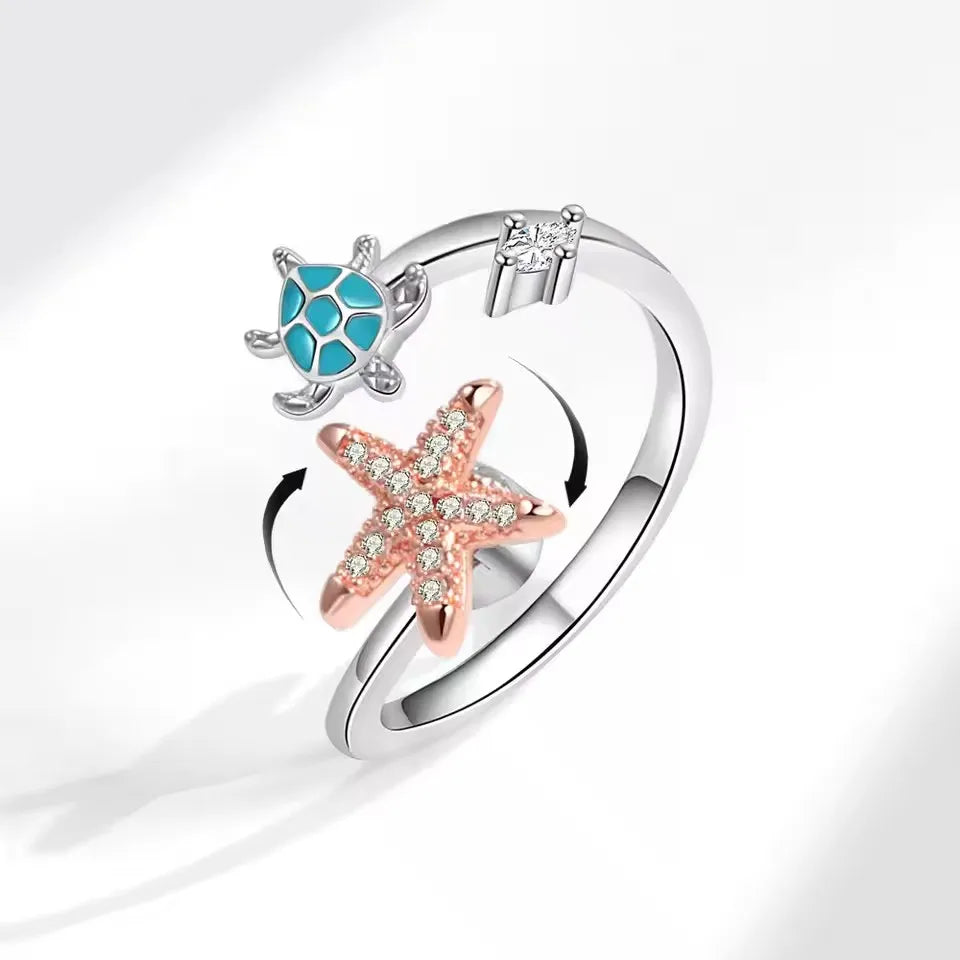 925 Sterling Silver Rotatable Sunflower Ring